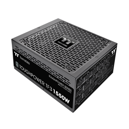 Das Toughpower TF3_1550 Watt Titanium ist ein ATX3.0 PC Netzteil mit 2x12V-2x6-Anschlüssen und einer Single 12V Rail Design mit einem Effizienzwerte von 94%