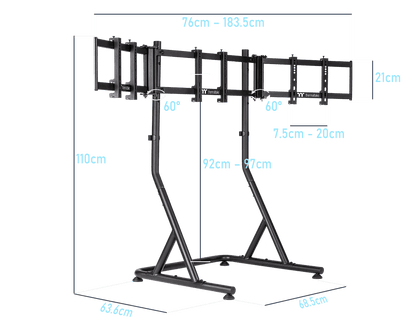 Der Triple Racing Monitor Stand in der Farbe Black ergibt mit dem GR300/GR500 das perfekte SimRaching-Setup für alle Rennfahrer.