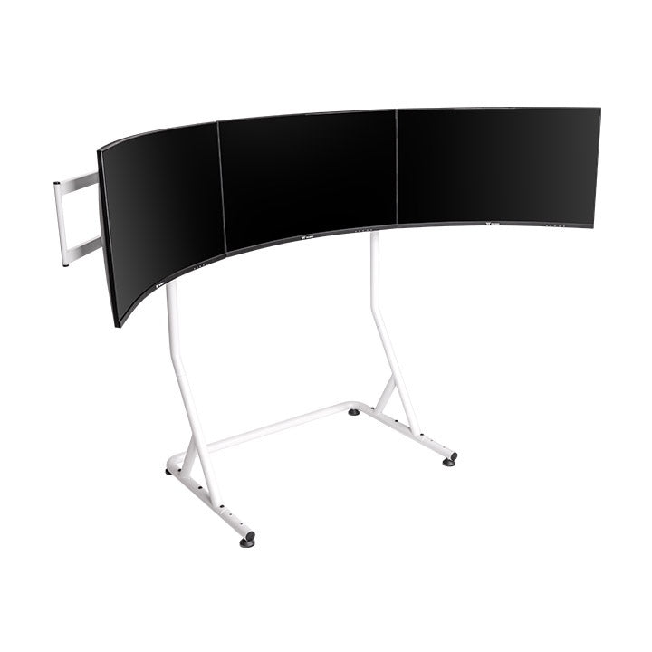 Der Triple Racing Monitor Stand Pro in der Farbe Snow White unterstützt 32"(Curved) oder 34"(Flat) Displays. 