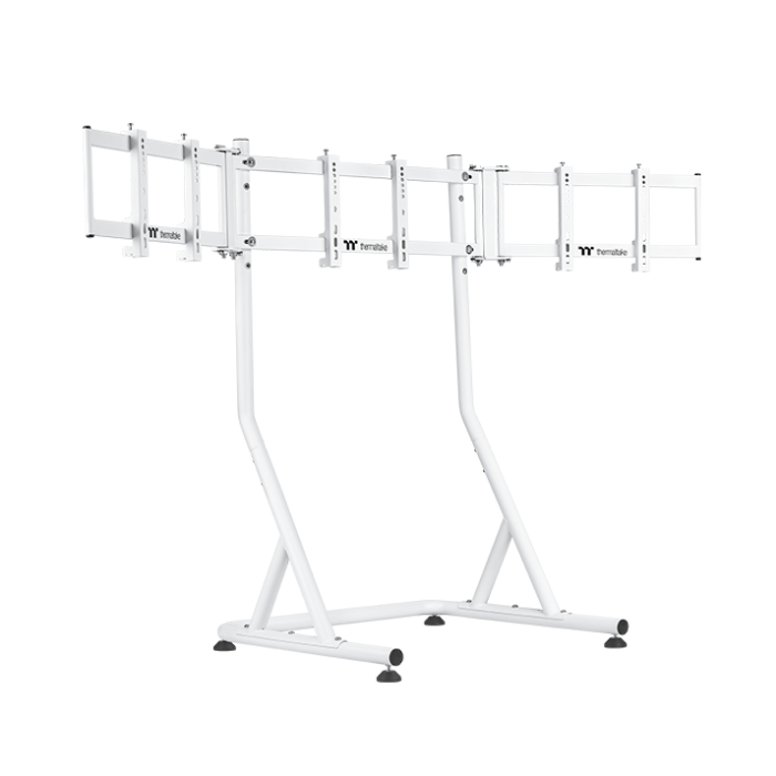 Der Triple Racing Monitor Stand in der Farbe Snow White ergibt mit dem GR300/GR500 das perfekte SimRaching-Setup für alle Rennfahrer.