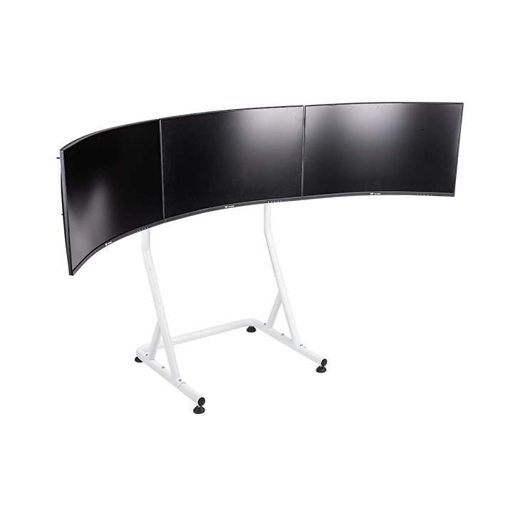 Der Triple Racing Monitor Stand in der Farbe Snow White ergibt mit dem GR300/GR500 das perfekte SimRacing-Setup für alle Rennfahrer.