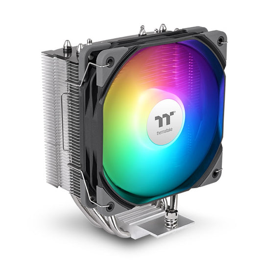 UX400 ARGB Lighting ist ein günstiger CPU-Kuehler in der Farbe Black mit leisem 120-mm-High-Airflow-Luefter.