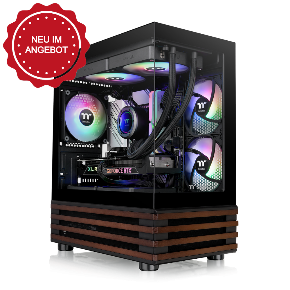 Das View 170 WS ARGB ist M-ATX PC-Gehäuse in der Farbe Black. Es überzeugt durch seine drei 120-mm ARGB-Lite Lüfter und eine wunderschöne Holzoptik.