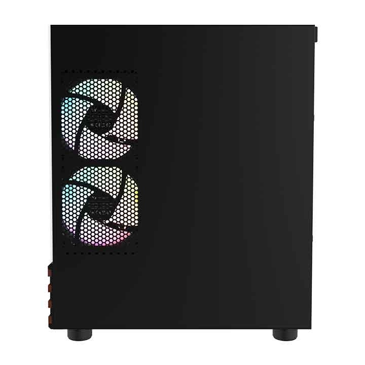 Das View 170 WS ARGB ist M-ATX PC-Gehäuse in der Farbe Black. Es überzeugt durch seine drei 120-mm ARGB-Lite Lüfter und eine wunderschöne Holzoptik.