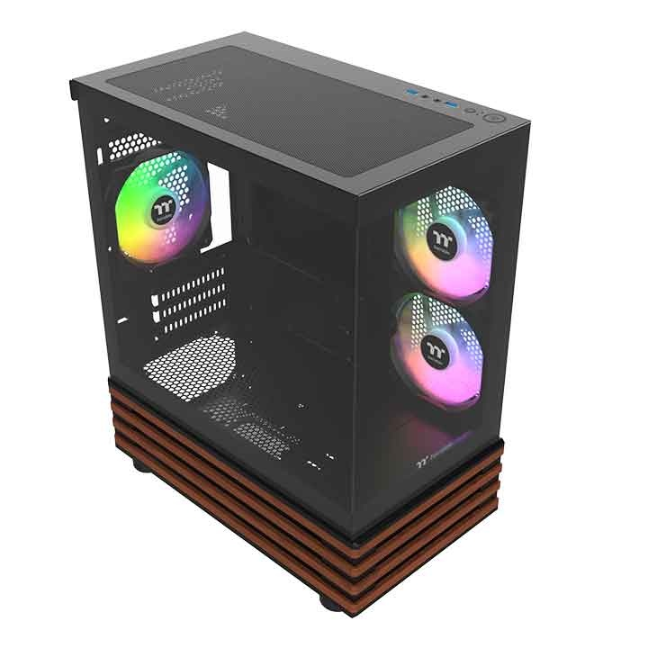 Das View 170 WS ARGB ist M-ATX PC-Gehäuse in der Farbe Black. Es überzeugt durch seine drei 120-mm ARGB-Lite Lüfter und eine wunderschöne Holzoptik.
