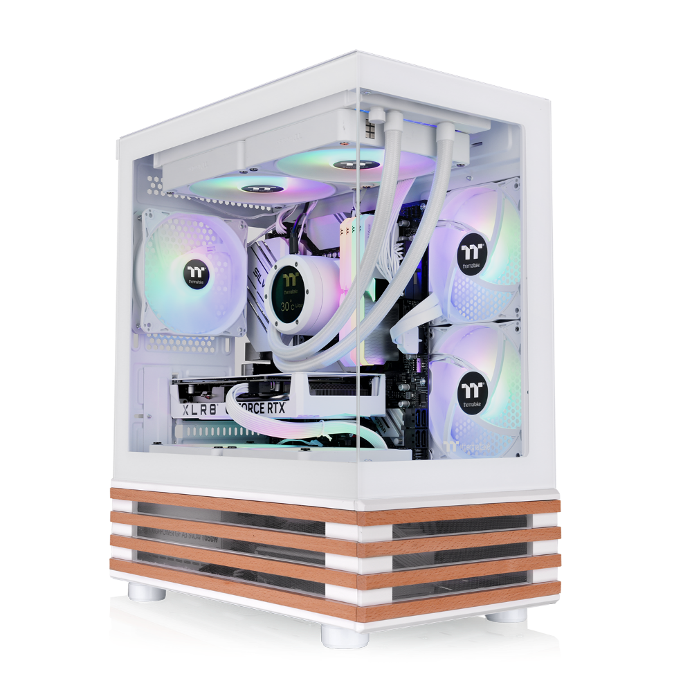 Das View 170 WS ARGB ist M-ATX PC-Gehäuse in der Farbe Snow White. Es überzeugt durch seine drei 120-mm ARGB-Lite Lüfter und eine wunderschöne Holzoptik.