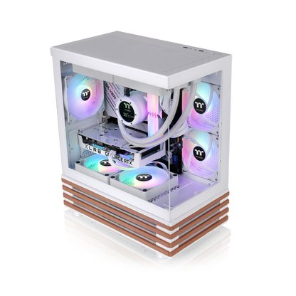 Das View 170 WS ARGB ist M-ATX PC-Gehäuse in der Farbe Snow White. Es überzeugt durch seine drei 120-mm ARGB-Lite Lüfter und eine wunderschöne Holzoptik.