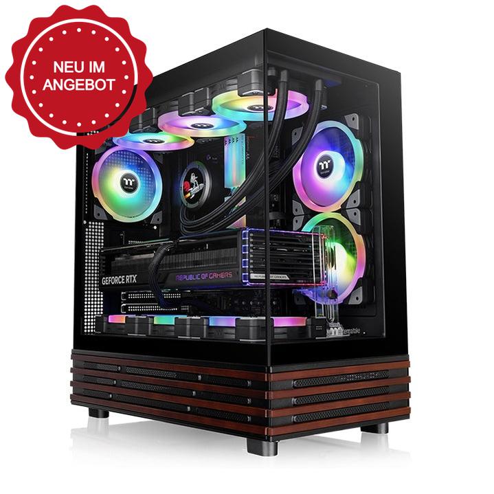 Das View 270 Plus VS ARGB ist ein Midi-PC Gehäuse in der Farbe Black mit stilvollem Holz 