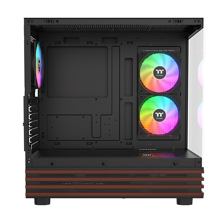 Das View 270 Plus VS ARGB ist ein Midi-PC Gehäuse in der Farbe Black mit stilvollem Holz 