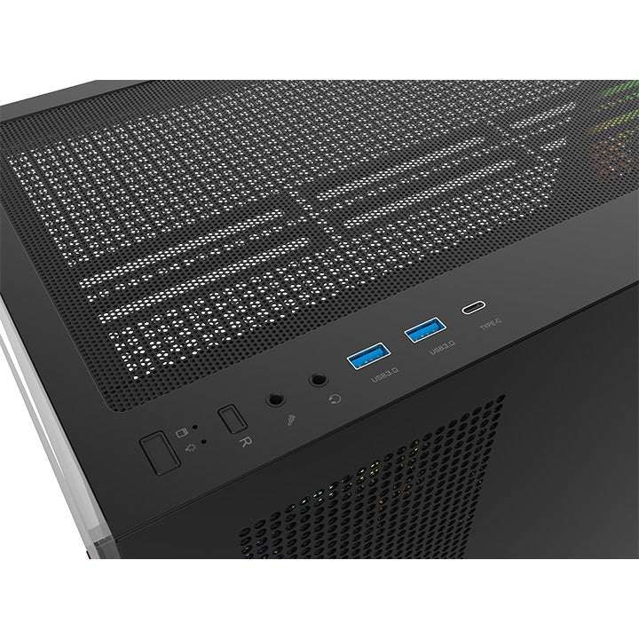 Das View 270 Plus VS ARGB ist ein Midi-PC Gehäuse in der Farbe Black mit stilvollem Holz 