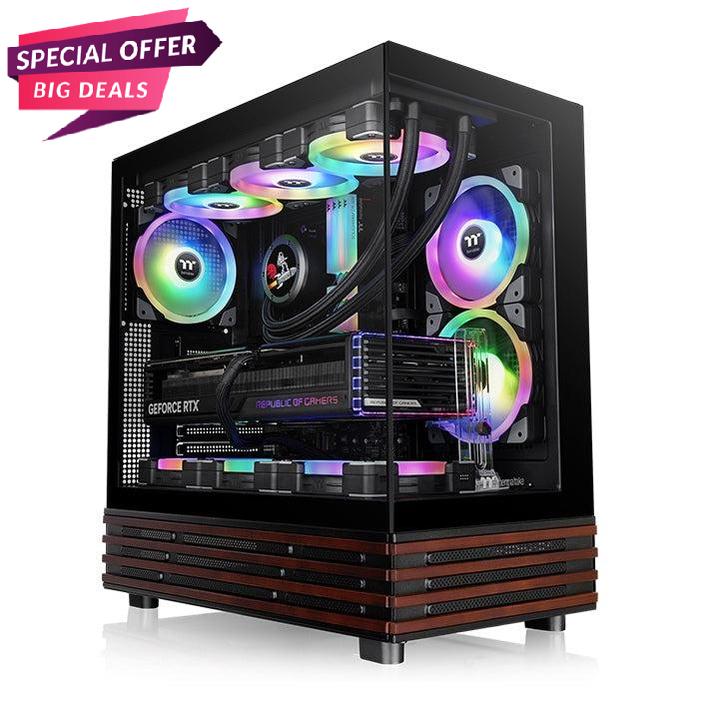 Das View 270 Plus VS ARGB ist ein Midi-PC Gehäuse in der Farbe Black mit stilvollem Holz 