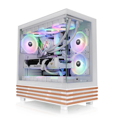 Das View 270 Plus VS ARGB ist ein Midi-PC Gehäuse in der Farbe Snow White mit stilvollem Holz 