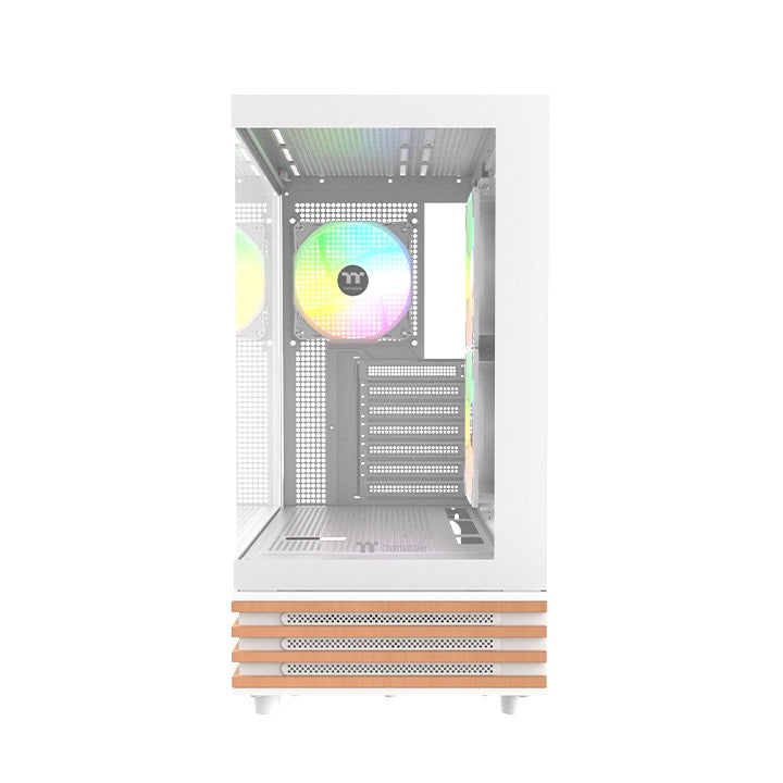 Das View 270 Plus VS ARGB ist ein Midi-PC Gehäuse in der Farbe Snow White mit stilvollem Holz 