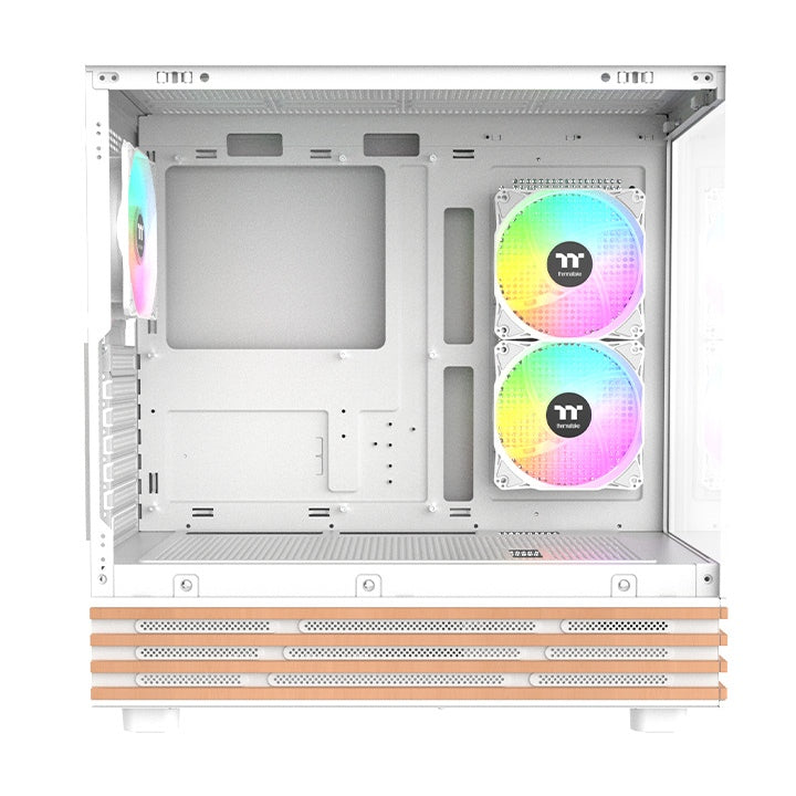 Das View 270 Plus VS ARGB ist ein Midi-PC Gehäuse in der Farbe Snow White mit stilvollem Holz 