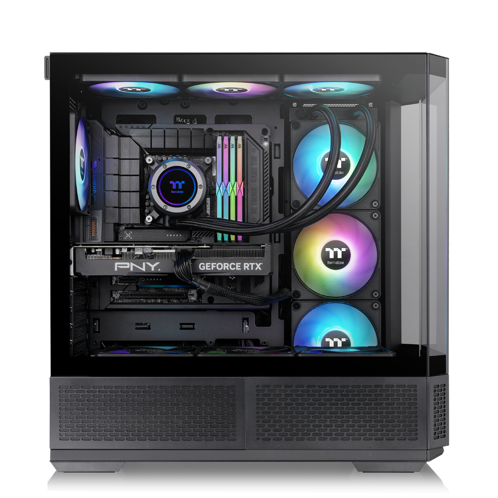 View 370 TG ARGB Black Midi Tower Chassis – ATX-Gehäuse mit Panoramaglas-Front und Seitenpanel