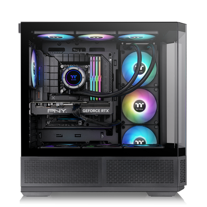 View 370 TG ARGB Black Midi Tower Chassis – ATX-Gehäuse mit Panoramaglas-Front und Seitenpanel