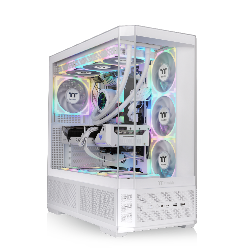 View 370 TG ARGB Snow White Midi Tower Chassis – ATX-Gehäuse mit Panoramaglas-Front und Seitenpanel