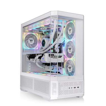 View 370 TG ARGB Snow White Midi Tower Chassis – ATX-Gehäuse mit Panoramaglas-Front und Seitenpanel