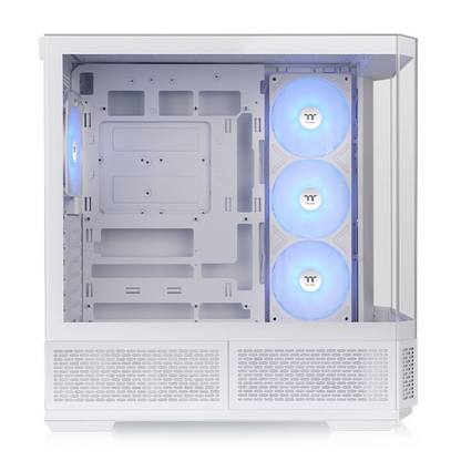 View 370 TG ARGB Snow White– seitliche Innenansicht mit vorinstallierte SF360 ARGB PWM Reverse Fan und SF120 ARGB PWM Fan