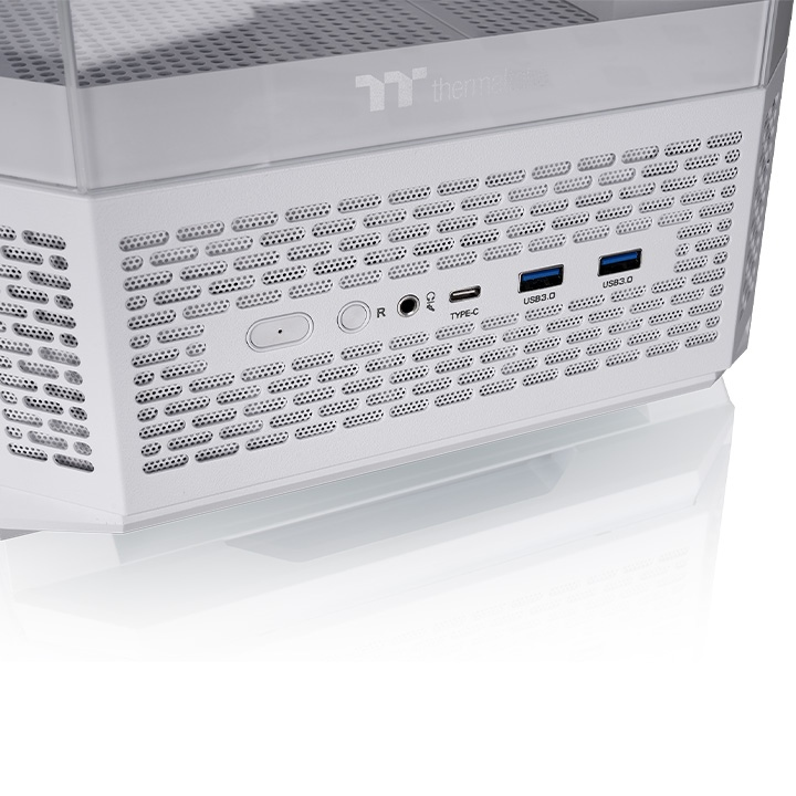 View 370 TG ARGB Snow White– Front-I/O mit USB-C, USB-A und HD-Audio-Anschlüssen