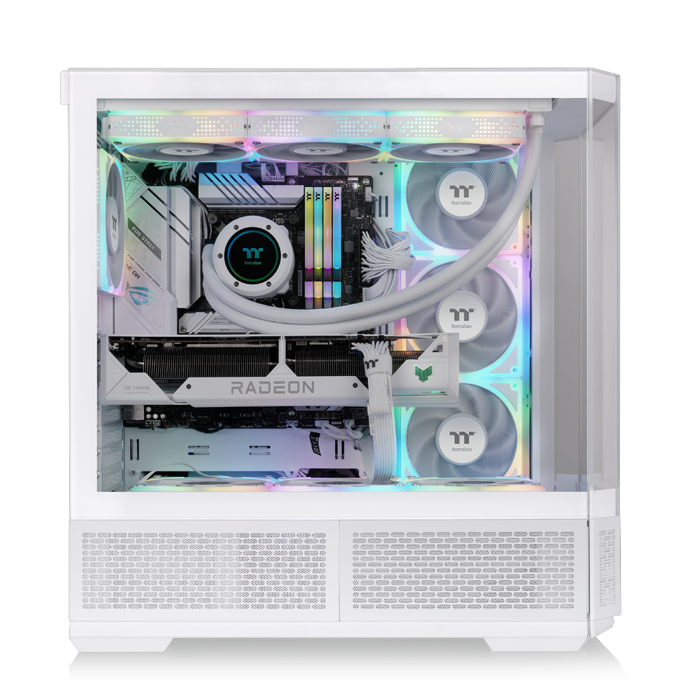 View 370 TG ARGB Snow White Midi Tower Chassis – ATX-Gehäuse mit Panoramaglas-Front und Seitenpanel