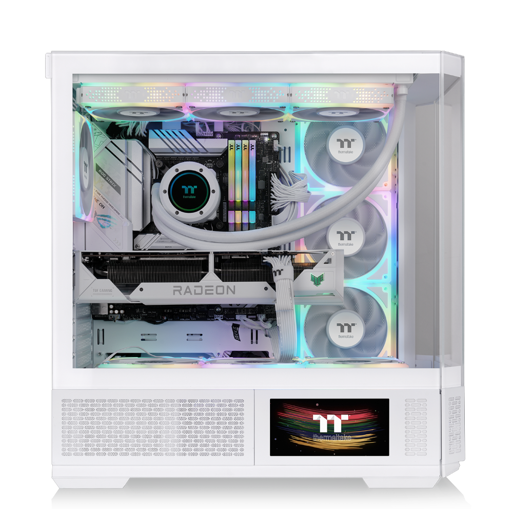 View 370 TG ARGB Snow White Midi Tower Chassis – ATX-Gehäuse mit  Seitenpanel und LCD-Display