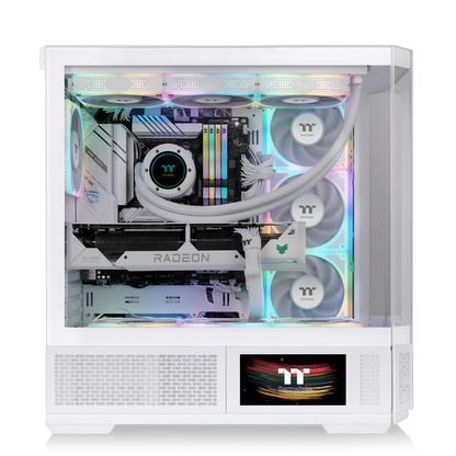 View 370 TG ARGB Snow White Midi Tower Chassis – ATX-Gehäuse mit  Seitenpanel und LCD-Display