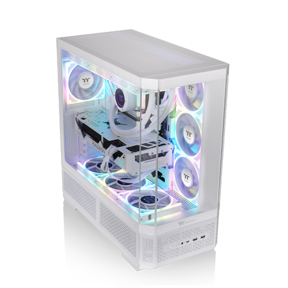View 370 TG ARGB Snow White Midi Tower Chassis – ATX-Gehäuse mit Panoramaglas-Front und Seitenpanel 