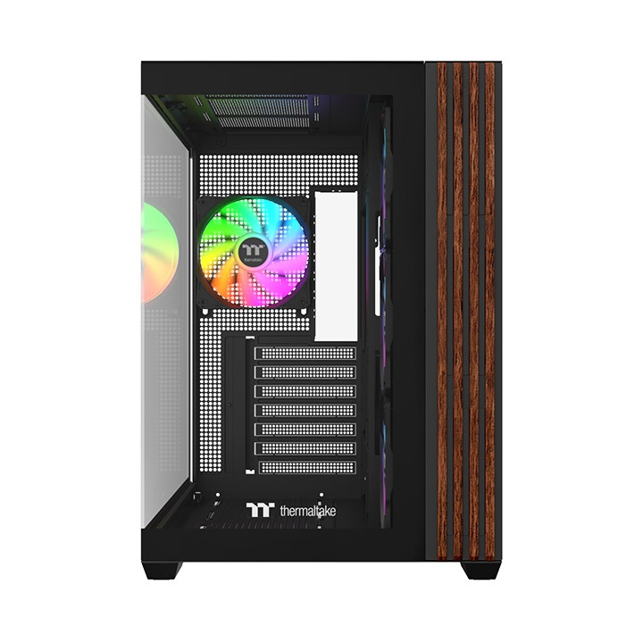Das View 380 WS ARGB ist ATX PC-Gehäuse in der Farbe Black. Es überzeugt durch seine  vier 120-mm ARGB-Lite Lüfter und eine wunderschöne Holzoptik.