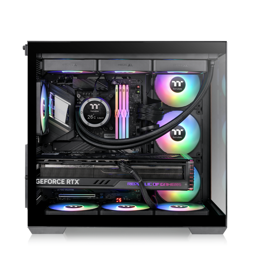Das View 380 WS ARGB ist ATX PC-Gehäuse in der Farbe Black. Es überzeugt durch seine  vier 120-mm ARGB-Lite Lüfter und eine wunderschöne Holzoptik.