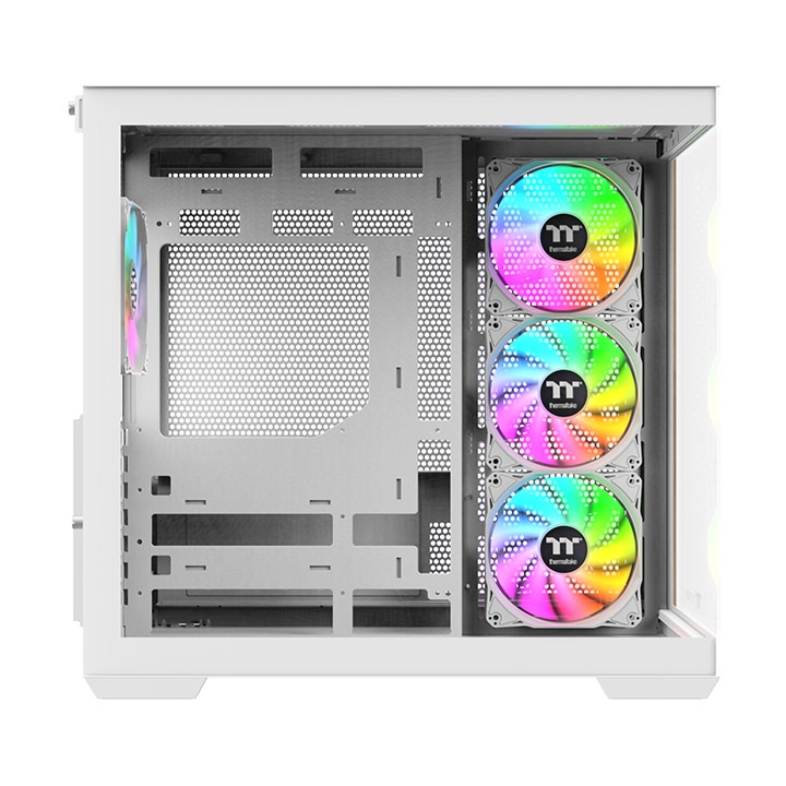 Das View 380 WS ARGB ist ATX PC-Gehäuse in der Farbe Snow White. Es überzeugt durch seine vier 120-mm ARGB-Lite Lüfter und eine wunderschöne Holzoptik