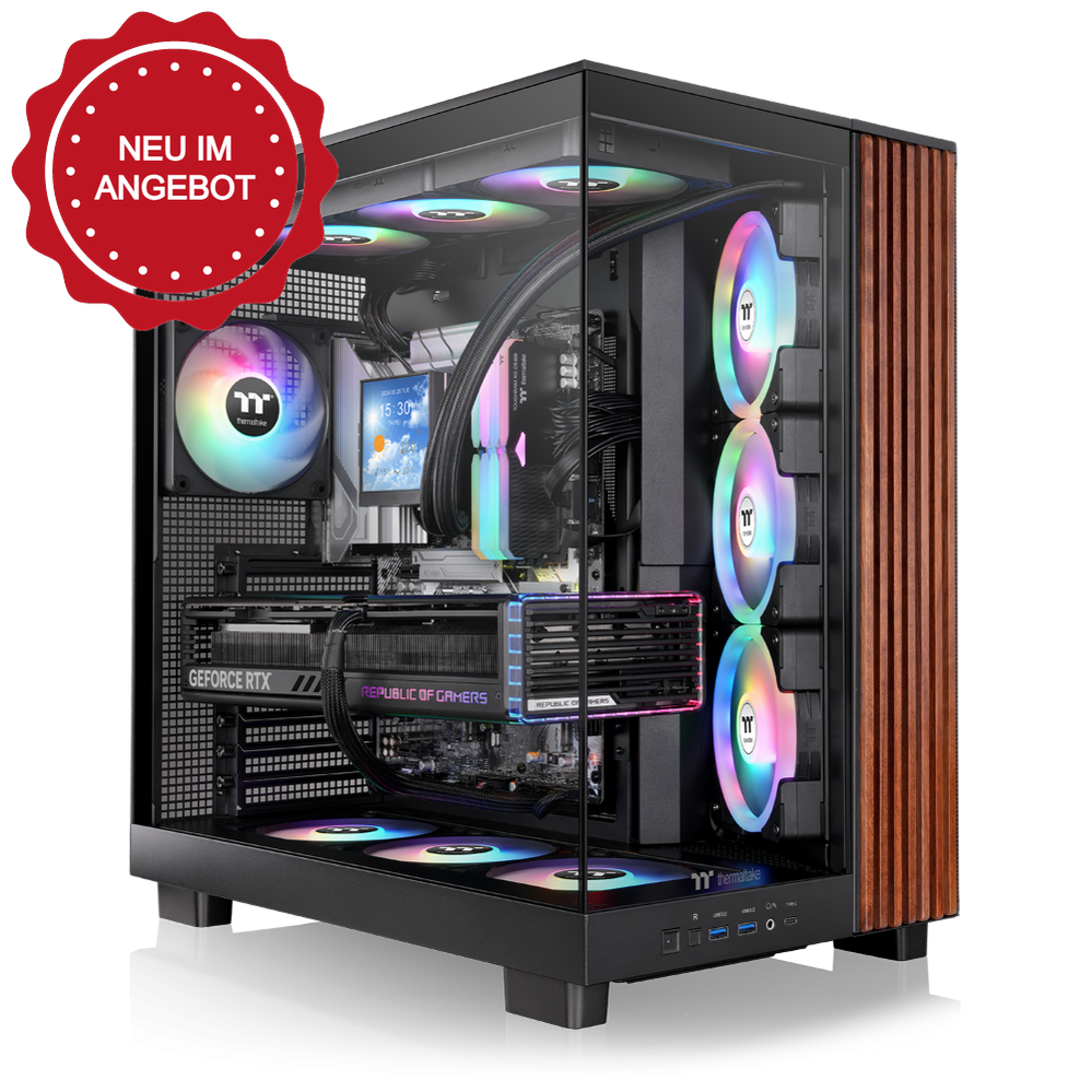 Das View 380 XL WS ARGB ist ATX PC-Gehäuse in der Farbe Black. Es überzeugt durch seine  vier 120-mm ARGB-Lite Lüfter, wunderschöne Holzoptik und Grafikkartenhalter.