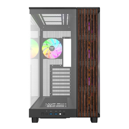 Das View 380 XL WS ARGB ist ATX PC-Gehäuse in der Farbe Black. Es überzeugt durch seine  vier 120-mm ARGB-Lite Lüfter, wunderschöne Holzoptik und Grafikkartenhalter.