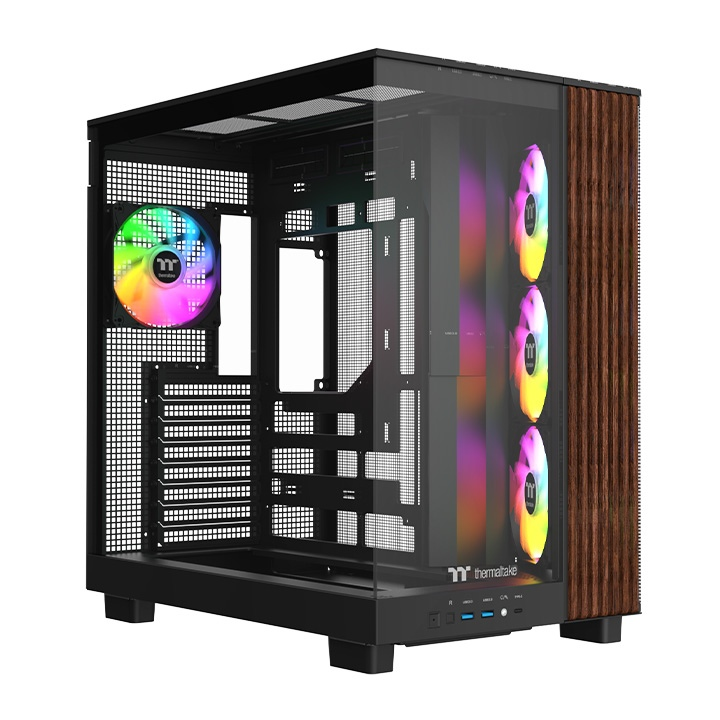 Das View 380 XL WS ARGB ist ATX PC-Gehäuse in der Farbe Black. Es überzeugt durch seine  vier 120-mm ARGB-Lite Lüfter, wunderschöne Holzoptik und Grafikkartenhalter.