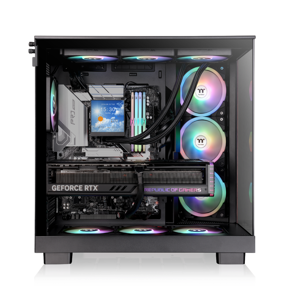 Das View 380 XL WS ARGB ist ATX PC-Gehäuse in der Farbe Black. Es überzeugt durch seine  vier 120-mm ARGB-Lite Lüfter, wunderschöne Holzoptik und Grafikkartenhalter.