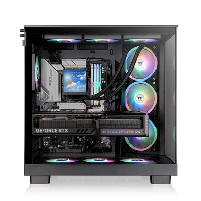 Das View 380 XL WS ARGB ist ATX PC-Gehäuse in der Farbe Black. Es überzeugt durch seine  vier 120-mm ARGB-Lite Lüfter, wunderschöne Holzoptik und Grafikkartenhalter.