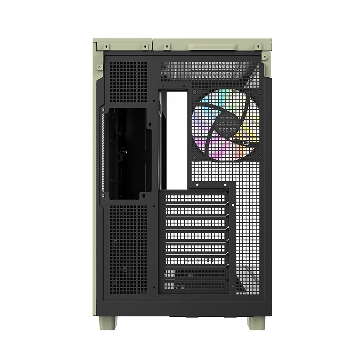 Das View 380 XL WS ARGB ist ATX PC-Gehäuse in der Farbe Matcha Green. Es überzeugt durch seine  vier 120-mm ARGB-Lite Lüfter, wunderschöne Holzoptik und Grafikkartenhalter.