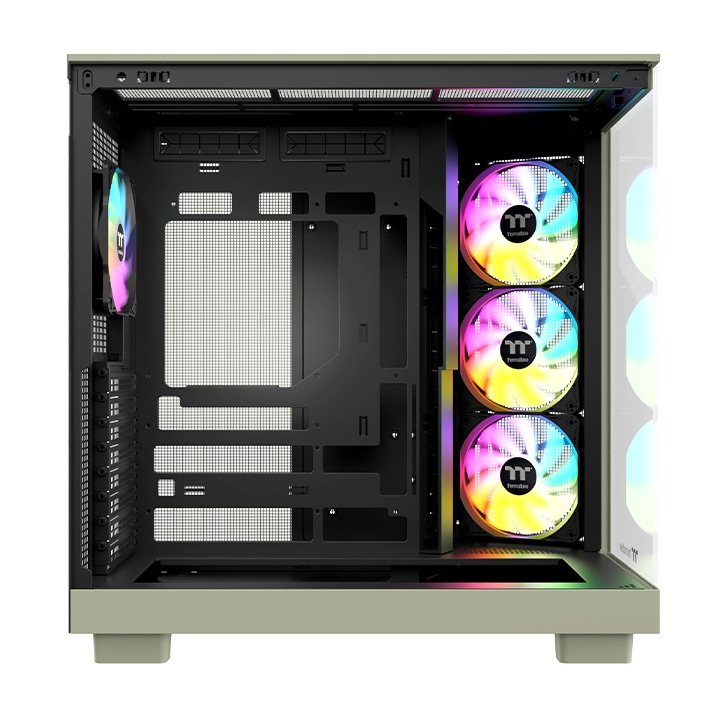 Das View 380 XL WS ARGB ist ATX PC-Gehäuse in der Farbe Matcha Green. Es überzeugt durch seine  vier 120-mm ARGB-Lite Lüfter, wunderschöne Holzoptik und Grafikkartenhalter.