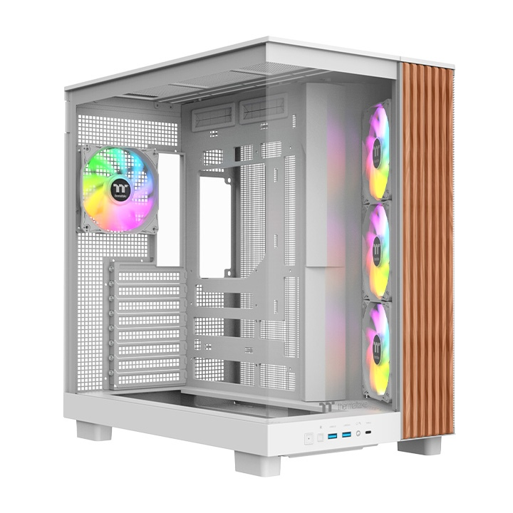 Das View 380 XL WS ARGB ist ATX PC-Gehäuse in der Farbe Snow White. Es überzeugt durch seine  vier 120-mm ARGB-Lite Lüfter, wunderschöne Holzoptik und Grafikkartenhalter.
