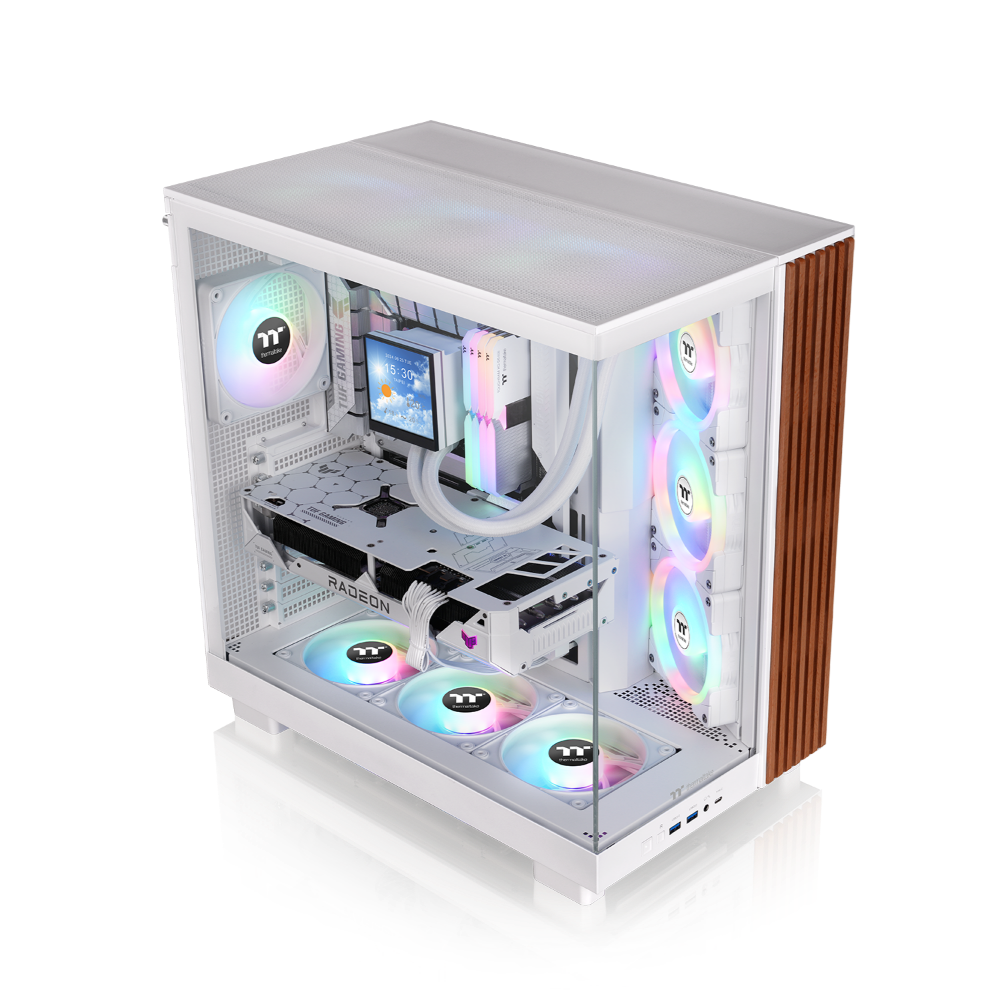 Das View 380 XL WS ARGB ist ATX PC-Gehäuse in der Farbe Snow White. Es überzeugt durch seine  vier 120-mm ARGB-Lite Lüfter, wunderschöne Holzoptik und Grafikkartenhalter.
