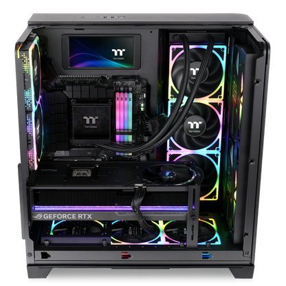 Das View 390 Air ist ein Midi ATX PC-Gehaeuse mit gebogenen TG-Panel, Hidden_Connector und hervorrangender Luftkühlung durch CT120 Fans und Mesh-Frontpanel.