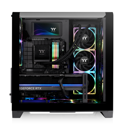 Das View 390 Air ist ein Midi ATX PC-Gehaeuse mit gebogenen TG-Panel, Hidden_Connector und hervorrangender Luftkühlung durch CT120 Fans und Mesh-Frontpanel.