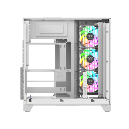 Das View 390 Air ist ein Midi ATX PC-Gehaeuse mit gebogenen TG-Panel, Hidden_Connector und hervorrangender Luftkühlung durch CT120 Fans und Mesh-Frontpanel in der Farbe Snow White.