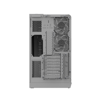 Das View 390 Air ist ein Midi ATX PC-Gehaeuse mit gebogenen TG-Panel, Hidden_Connector und hervorrangender Luftkühlung durch CT120 Fans und Mesh-Frontpanel in der Farbe Snow White.