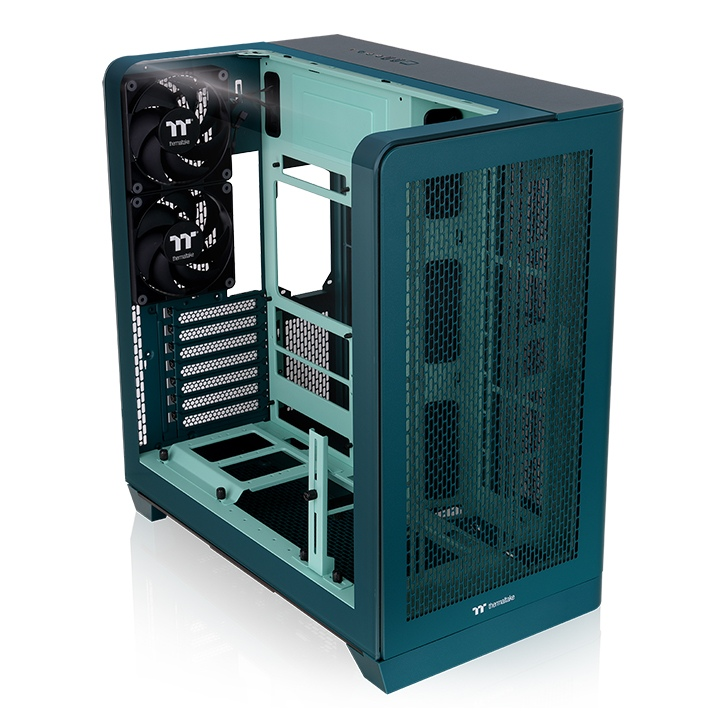 Das View 390 Air ist ein Midi ATX PC-Gehaeuse mit gebogenen TG-Panel, Hidden_Connector und hervorrangender Luftkühlung durch CT120 Fans und Mesh-Frontpanel.
