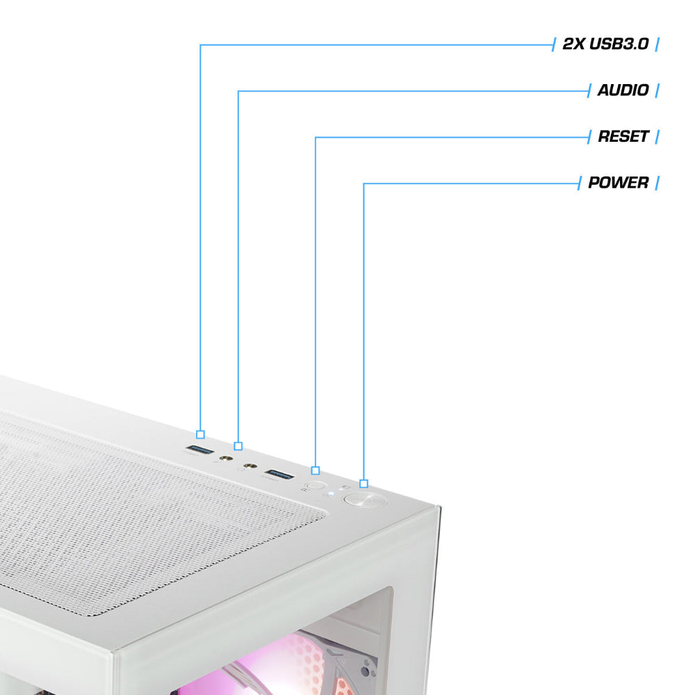 Der White Fairy ist ein LCGS Gaming PC mit  NVIDIA RTX 5060 und AMD Ryzen 7 5700X.