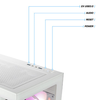 Der White Fairy ist ein LCGS Gaming PC mit  NVIDIA RTX 5060 und AMD Ryzen 7 5700X.