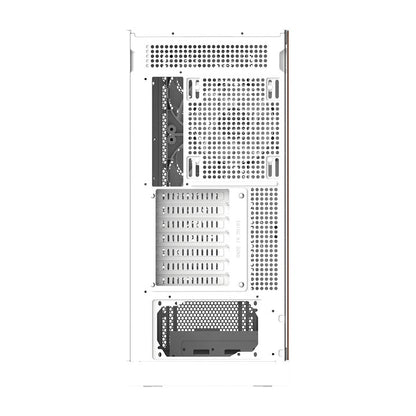 Das S370 WS E-ATX Midi PC-Gehäuse in der Farbe Weiß überzeugt durch seine Kühlleistung (vorinstallierten CT120-PWM-Lüfter) und edeles Design mit Holzakzenten. 