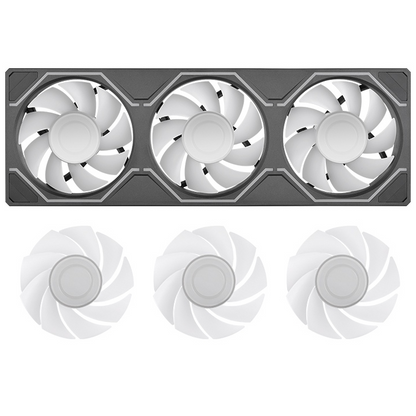 SWAFAN 360 UNIFY ARGB Gehäuselüfter-Set in Weiß mit Single-Frame-Design und drei zusätzlichen austauschbaren Lüfterblättern.