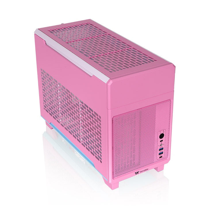 Das TR100 ist ein kompaktes PC Mini-ITX-Gehäuse (Tower) in Bubble Pink